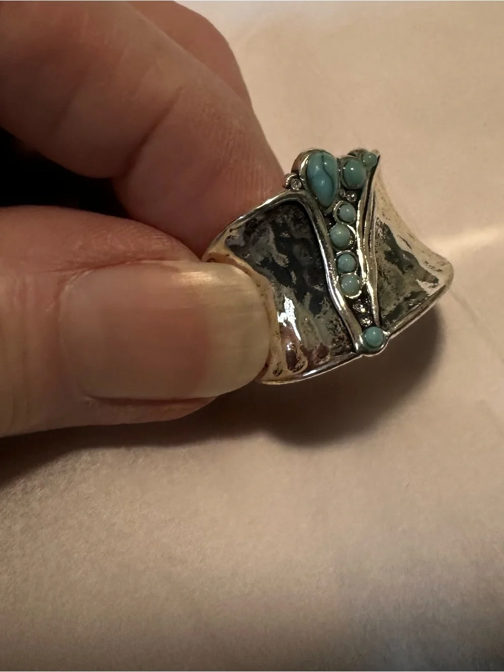 Silver tone Turquoise Accent Women's Ring size 8